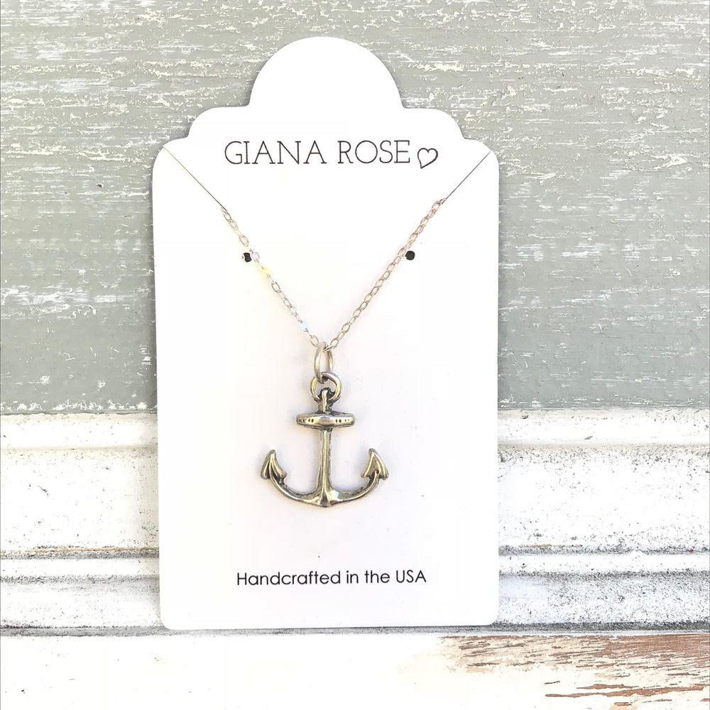 GR53-STERLING SILVER LARGE ANCHOR 18IN CHAIN NECKLACE