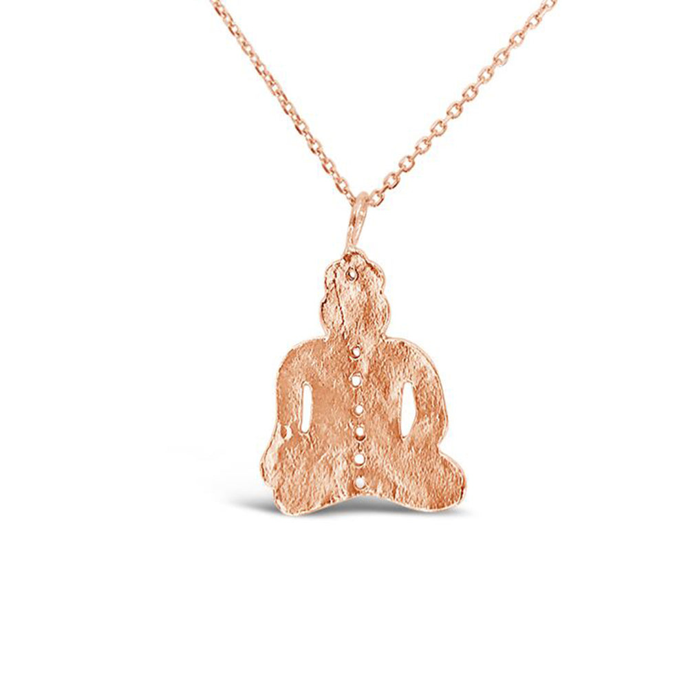 GR93-STERLING SILVER 14KT GOLD PLATED BUDDAH NECKLACE ON 18 INCH CHAIN