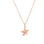 GR193-STERLING SILVER 14KT GOLD PLATED SMALL STARFISH NECKLACE 16 ON CHAIN NECKLACE