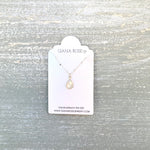 GR77-STERLING SILVER PEAR SHAPED CLEAR QUARTZ 16IN CHAIN NECKLACE