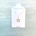 GR115-STERLING SILVER OPEN STAR CHARM 16IN CHAIN NECKLACE