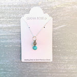 GR200-STERLING SILVER TURQUOISE FRESHWATER PEARL WITH 16IN CHAIN NECKLACE