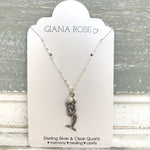 GR49-STERLING SILVER SMALL MERMAID FRESHWATER PEARL 16IN CHAIN NECKLACE