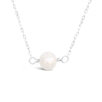 GR71-STERLING SILVER 7mm FRESHWATER PEARL 16IN CHAIN NECKLACE