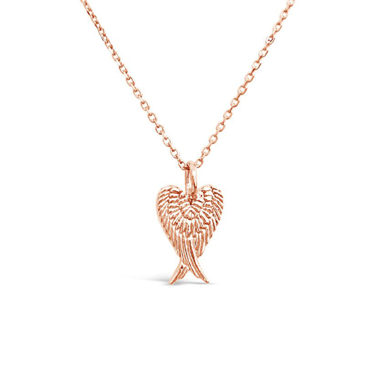 14kt Yellow Gold Angel Wings Heart Pendant Necklace. 18