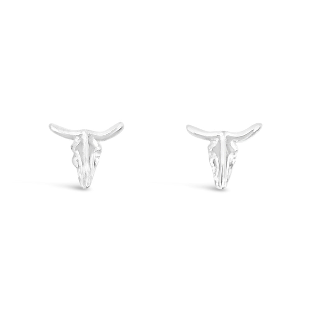 WD98-STERLING SILVER 14KT GOLD PLATED BULL STUD EARRINGS
