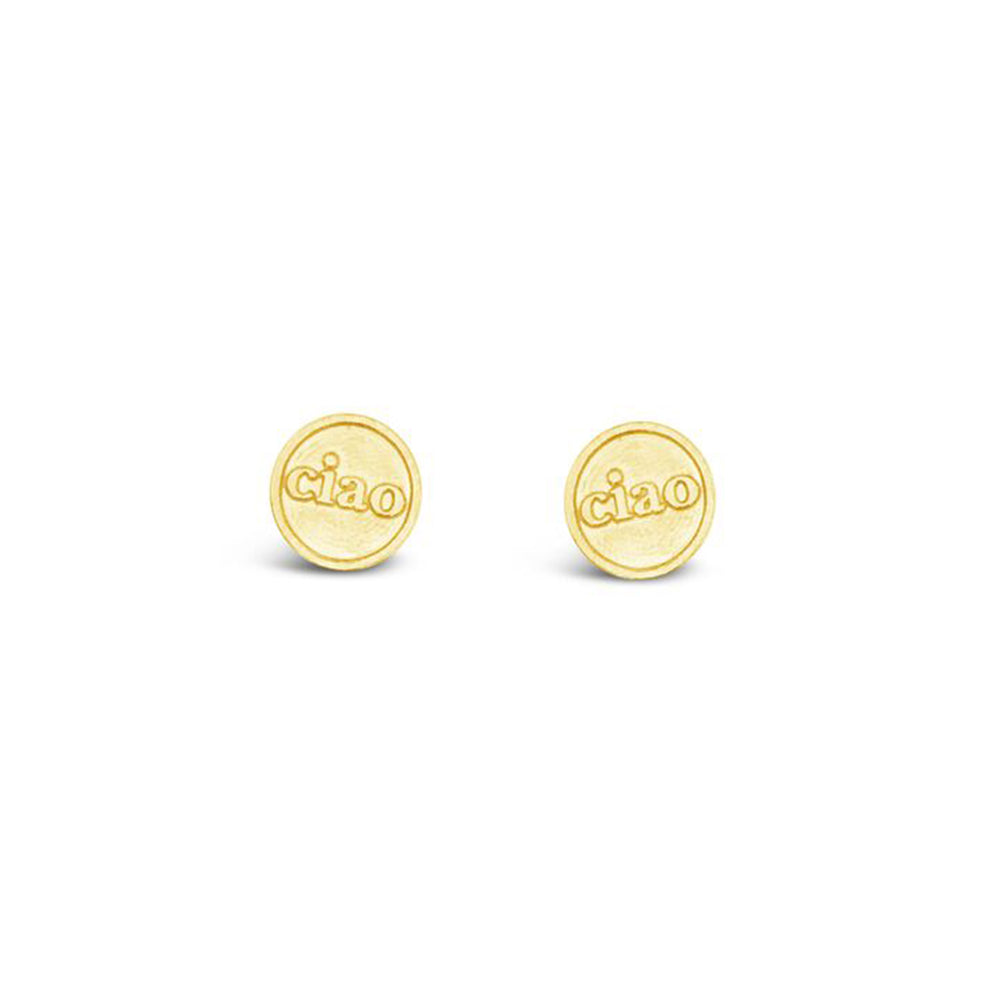 WD154-STERLING SILVER 14KT GOLD PLATED CIAO STUD EARRINGS