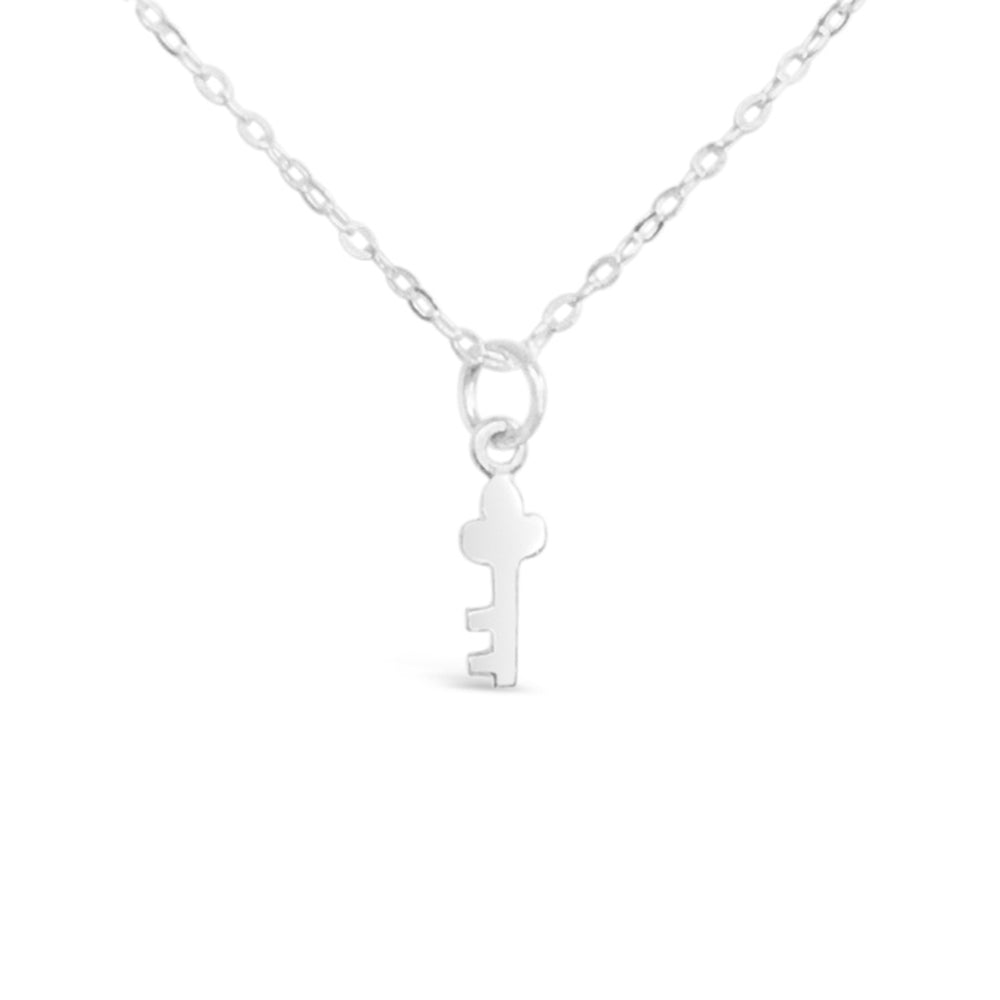 GR80- 2 NECKLACE SET STERLING SILVER KEY TO MY HEART NECKLACE ON A 16 INCH CHAIN
