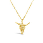 GR92-STERLING SILVER 14KT GOLD PLATED LARGE BULL NECKLACE ON 18 INCH CHAIN