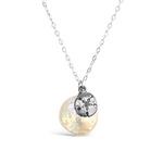 GR08-STERLING SILVER LARGE COIN FRESHWATER PEARL WITH SAND DOLLAR CHARM ON AN 18IN CHAIN NECKLACE