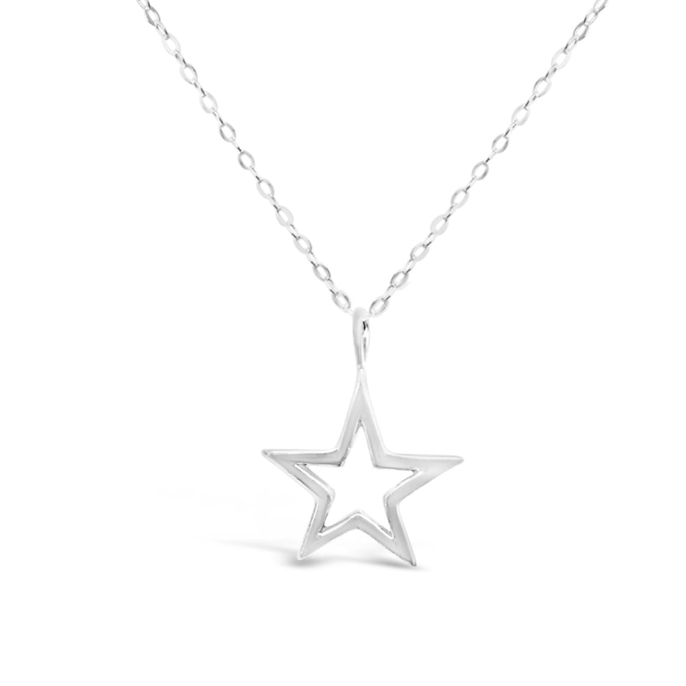 GR115-STERLING SILVER OPEN STAR CHARM 16IN CHAIN NECKLACE