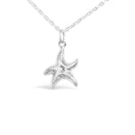 GR15-STERLING SILVER PUFFY STARFISH 18IN CHAIN NECKLACE