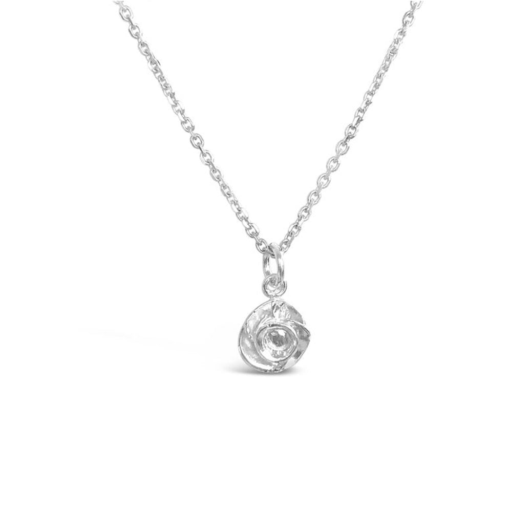 GR182-STERLING SILVER PLATED WITH 14KT GOLD ROSE NECKLACE ON 16 INCH CHAIN