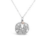 GR54-STERLING SILVER LARGE SAND DOLLAR 16IN CHAIN NECKLACE