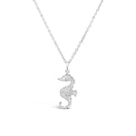 GR94-STERLING SILVER 14KT GOLD PLATED SEAHORSE NECKLACE ON 18 INCH CHAIN