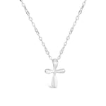 GR18-STERLING SILVER SMALL CROSS 16IN CHAIN NECKLACE